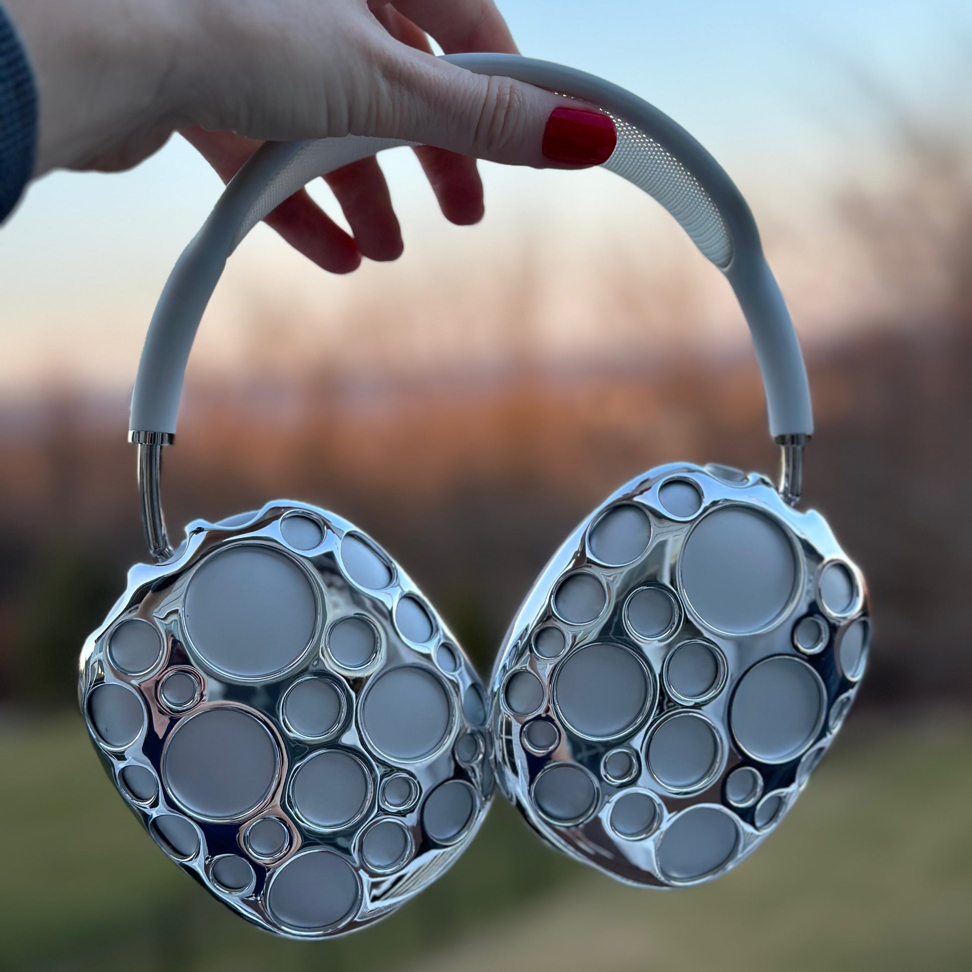 Sonic Spheres Chrome Covers for AirPods Max | Set of 2 - Silver